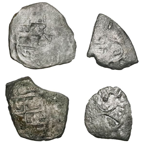 Lot of four Mexico City, Mexico, cob 1R, Philip V, assayers not visible, some "Tricentennial Hoard."