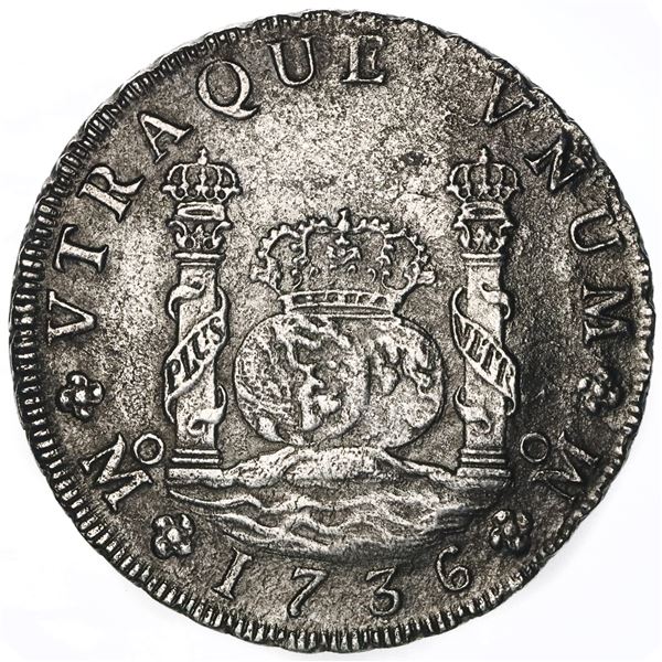 Mexico City, Mexico, pillar 8 reales, Philip V, 1736MF.