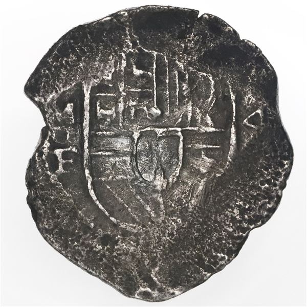 Mexico City, Mexico, cob 4 reales, Philip III, assayer oF below mintmark M to left (MoF), very rare.