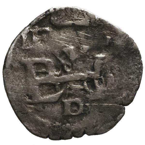 Mexico City, Mexico, cob 1/2 real, Philip III, assayers F-oD, rare, variety with F at top left, oD a