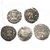 Image 1 : Lot of five Lima, Peru, cob 1/4R, Philip II, assayer Diego de la Torre, various varieties.