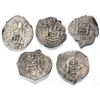Image 1 : Lot of five Lima, Peru, cob 1R of Philip V: 1716M, 1717M, 1720(M), 1722M and 1723M.