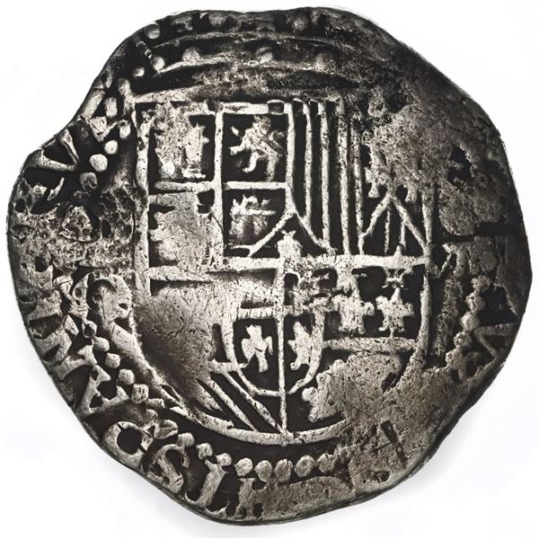 Potosi, Bolivia, cob 8 reales, Philip III, assayer Q.