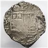 Image 1 : Potosi, Bolivia, cob 8 reales, Philip IV, assayer T (mid-1620s), quadrants of cross transposed.