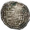 Image 1 : Potosi, Bolivia, cob 8 reales, Philip IV, assayer T (mid-1620s), quadrants of cross transposed.