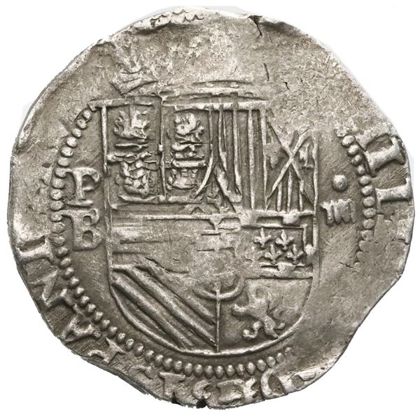 Potosi, Bolivia, cob 4 reales, Philip II, assayer B (1st period).