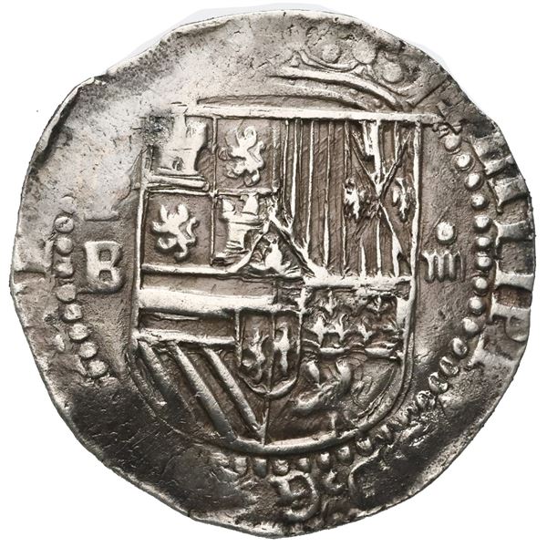 Potosi, Bolivia, cob 4 reales, Philip II, assayer B (2nd period).