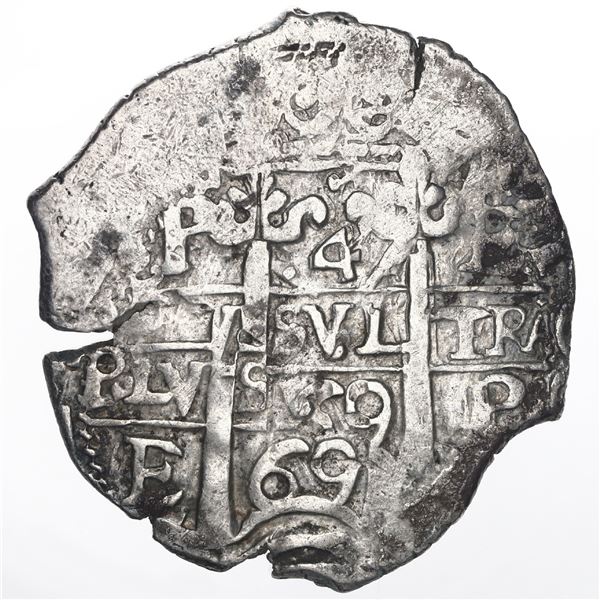 Potosi, Bolivia, cob 4 reales, 1669E.