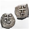 Image 2 : Lot of two Potosi, Bolivia, cob 4 reales: 1753(C or q) and 1754C/q.
