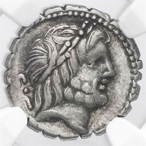 Roman Republic, serrate AR denarius, Q. Antonius Balbus, 83-82 BC, Rome mint, NGC Choice VF, strike 