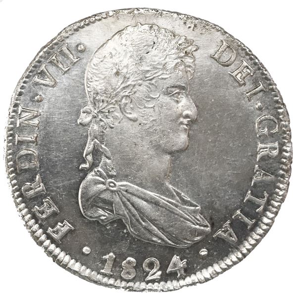 Potosi, Bolivia, bust 8 reales, Ferdinand VII, 1824PJ.