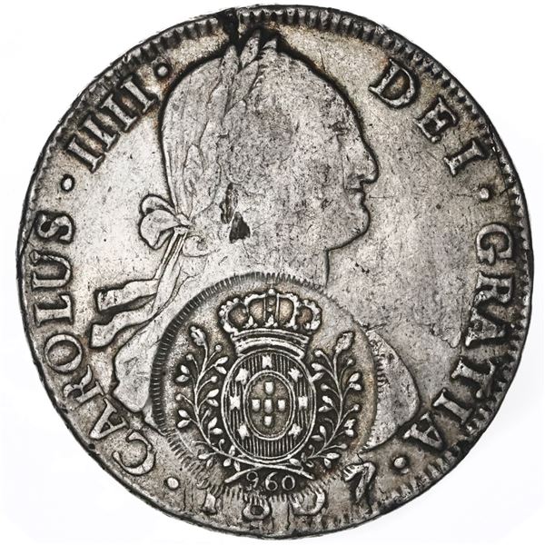 Brazil (Minas mint), 960 reis, Joao Prince Regent, arms double countermark (1808-10) on a Potosi, Bo