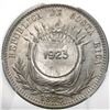 Image 1 : Costa Rica, 50 centimos, 1923 counterstamp (Type VIII) on a Costa Rico 25 centavos 1893-HEATON-BIRMM