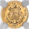 Image 1 : Costa Rica, gold 1 peso, 1866GW, small "UN," with fineness, NGC AU 58.