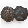 Image 1 : Lot of two Santo Domingo, Dominican Republic, copper 4 maravedis, Charles-Joanna, assayer F, one wit