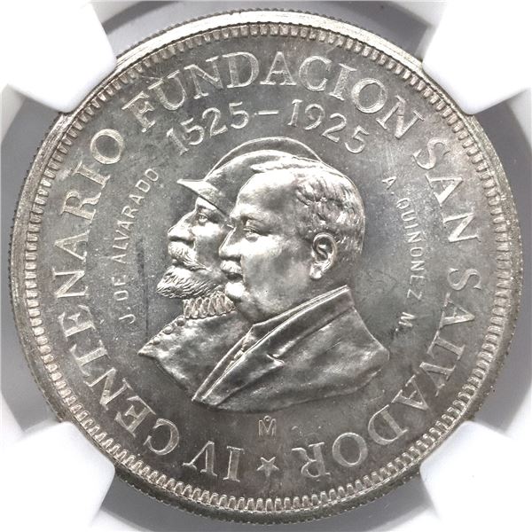 El Salvador (struck at the Mexico City mint), 1 colon, 1925, 400th anniversary of the founding of Sa