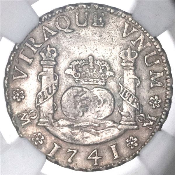 Mexico City, Mexico, pillar 2 reales, Philip V, 1741MF, NGC AU 53.