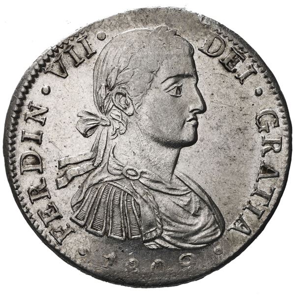 Mexico City, Mexico, bust 8 reales, Ferdinand VII transitional ("armored" bust), 1809TH.