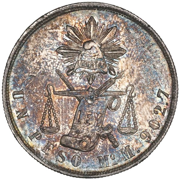 Mexico City, balance-scale peso, 1871M, NGC MS 62.