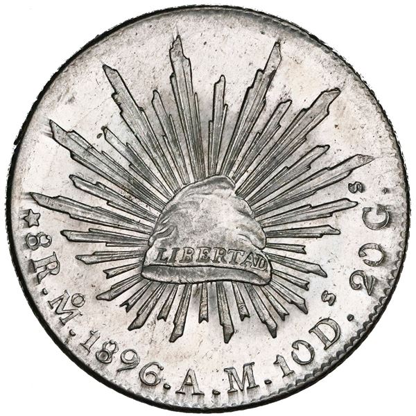 Mexico City, Mexico, cap-and-rays 8 reales, 1896AM, NGC MS 63.
