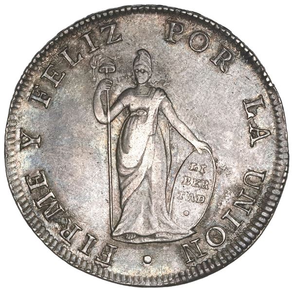 Lima, Peru, 8 reales, 1825JM, NGC AU 58.