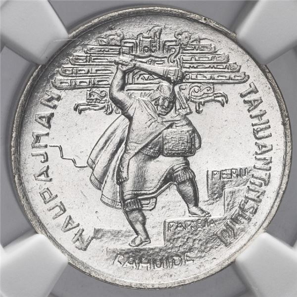 Lima, Peru, silver 1-sol token, 1932, national defense, NGC MS 65.