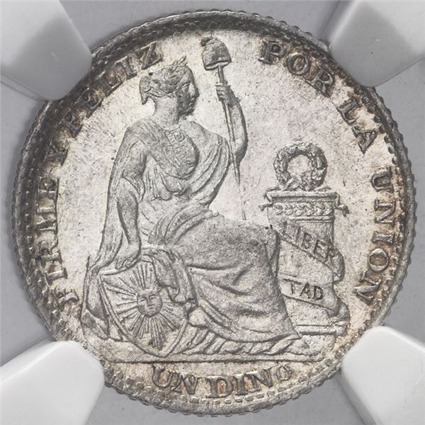 Lima, Peru, 1 dinero, 1893TF, NGC MS 62.