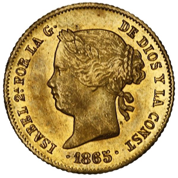 Philippines (under Spain), gold 4 pesos, Isabel II, 1865.