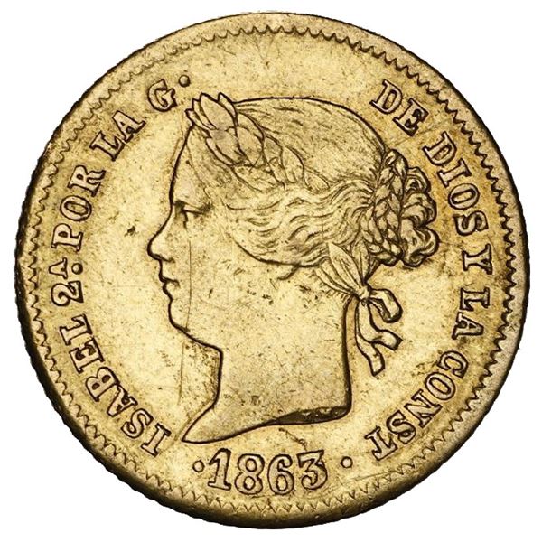 Philippines (under Spain), gold 2 pesos, Isabel II, 1863/2.