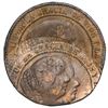 Image 1 : Barcelona, Spain, bronze 2-1/2 centimos de escudo, Isabel II, date not visible (1866-8), rotated sec