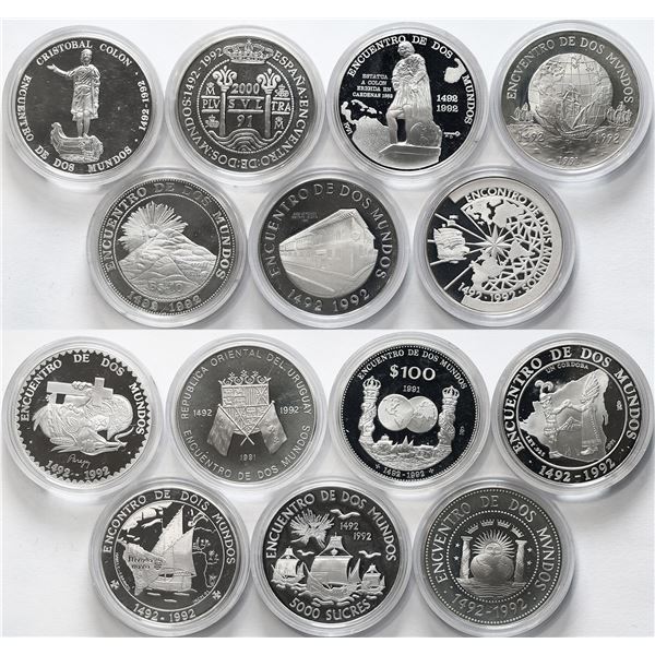 Mint set of 14 Iberoamericana coins, Series I, 1992, 500th Anniversary of the Discovery of America,