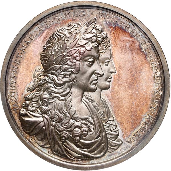 Great Britain, large silver medal, 1687, James II, recovery of treasure from the Concepcion by Sir W