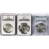 Image 1 : Lot of three USA Peace dollars: 1923-S, NGC MS 62; 1926, NGC MS 62; 1926-S, PCGS MS 62.