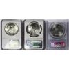 Image 2 : Lot of three USA Peace dollars: 1923-S, NGC MS 62; 1926, NGC MS 62; 1926-S, PCGS MS 62.