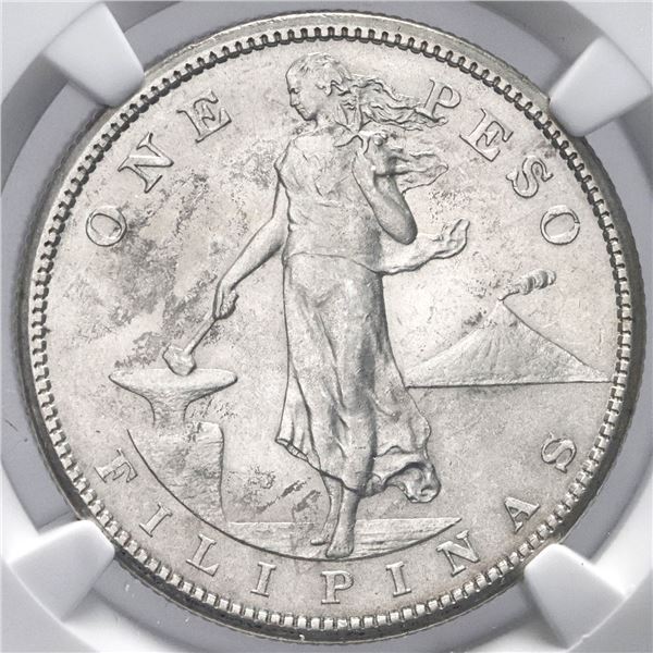 Philippines (struck in San Francisco), 1 peso, 1910-S, NGC MS 61.