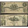 Image 1 : Lot of two CSA $5 notes of Sept. 2, 1861: serial 85004, plate A; serial 48152, plate B.