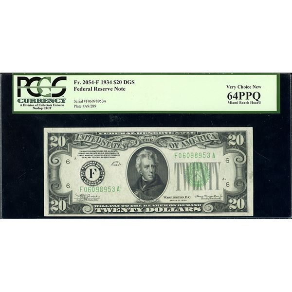 USA, Federal Reserve Bank of Atlanta, $20, series of 1934, serial F06098953A, Julian-Morgenthau, dar