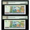 Image 2 : Pair of San Jose, Costa Rica, Banco Central, 5000 colones: 27-3-1996, series B, serial B03742021, PM