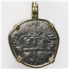 Image 2 : Potosi, Bolivia, cob 1 real, 1656E, ex-Consolacion (1681), mounted cross-side out in 14K gold bezel 