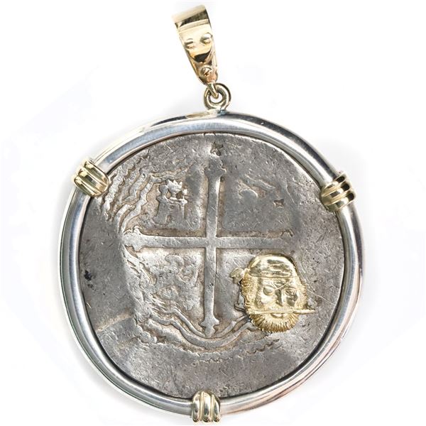 Mexico City, Mexico, cob 8 reales, Philip IV, assayer not visible (P, ca. 1640), with small chopmark