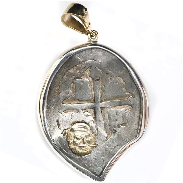 Mexico City, Mexico, cob 8 reales, Philip IV, assayer not visible (P, ca. 1640), mounted cross-side
