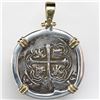 Image 1 : Mexico City, Mexico, cob 2 reales, Philip III, assayer F, mounted cross-side out in thick silver bez