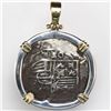 Image 2 : Mexico City, Mexico, cob 2 reales, Philip III, assayer F, mounted cross-side out in thick silver bez