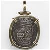 Image 1 : Mexico City, Mexico, cob 1 real, Philip II, assayer O to right, mintmark oM to left, mounted in 14K 