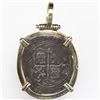 Image 2 : Mexico City, Mexico, cob 1 real, Philip II, assayer O to right, mintmark oM to left, mounted in 14K 