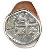 Image 1 : Lima, Peru, cob 1/2 real, Philip V (ca. 1702), mounted cross-side out in men's silver ring (size 11)