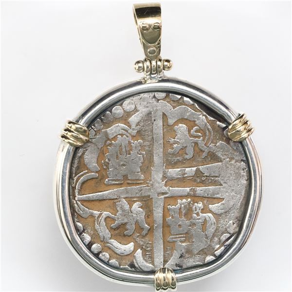 Potosi, Bolivia, cob 8 reales, Philip IV, assayer not visible (1620s), ex-Panama hoard (ca. 1629), m