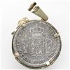 Image 2 : Mexico City, Mexico, bust 1 real, Charles IV, 1800FM, mounted bust-side out in 14K gold bezel with d