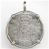 Image 2 : Madrid, Spain, bust 2 reales, Charles IV, 1806FA, mounted bust-side out in silver bezel with fixed b