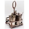 Image 1 : Silver-plated four-piece condiment set with base and handle and spoons (one container and spoon miss